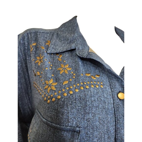 Slim Factor Womens Size 2 X Top Button Up Blouse Stretch,Roll Tab Plus Blue -23 - Picture 3 of 13